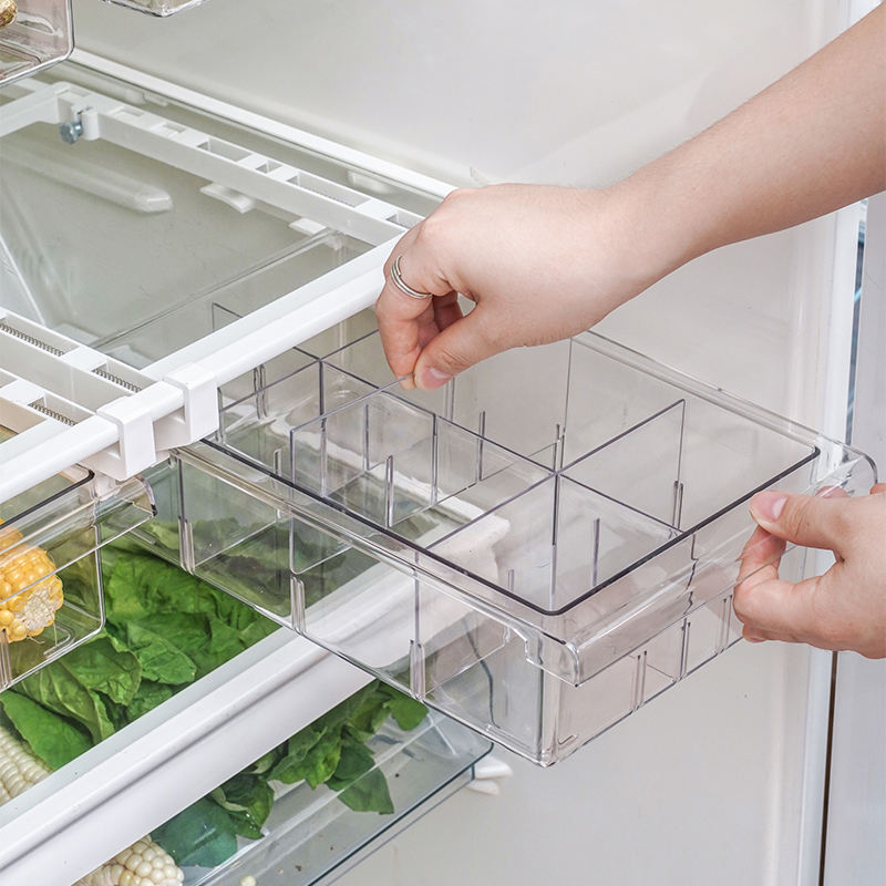 Fridge Acrylic Drawer Rack Organizer Refrigerator Pull out Storage Bin