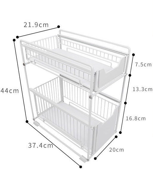 2-Tier Kitchen Cabinet Sliding Organizer Under Sink Drawer Pull Out